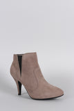 Bamboo Suede Elastic Gore Almond Toe Heeled Booties