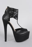 Anne Michelle Strappy Peep Toe Stiletto Platform Heel