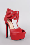 Anne Michelle Strappy Peep Toe Stiletto Platform Heel