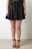 Metal Hole Belt Strap Embellishment Suede Skirt