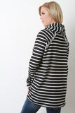 Cowl Neck Striped French Terry Top