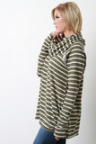 Cowl Neck Striped French Terry Top