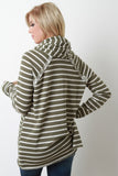 Cowl Neck Striped French Terry Top