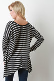 Handkerchief Hem Striped French Terry Top