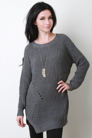 Eyelet Knit Longline Sweater