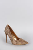 Anne Michelle Glitter Pointy Toe Stiletto Pump