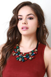 Multicolor Gemstones Bib Statement Necklace