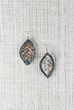 Antique Metal Outline Leaf Earrings