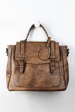 Distressed Vegan Leather Satchel Bag