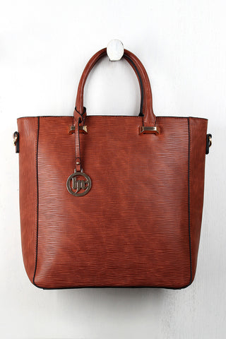 Striated Vegan Leather Tote Bag