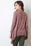 Marled Knit Sharkbite Hem Long Sleeves Top