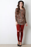 Leopard Long Dolman Sleeves Top