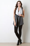 Flap Collar Open Front Sleeveless Vest