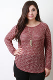 Marled Loose Knit Long Sleeves High Low Top