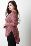 Marled Loose Knit Long Sleeves High Low Top